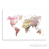 East Urban Home 'Pink World Map' by Ikonolexi Framed Graphic Art Print EUHG3103