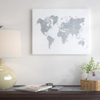East Urban Home World Map1 Framed Graphic Art on Wrapped Canvas UNFP8261