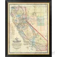 Global Gallery 'New Map of The State of California and Nevada Territory, 1863' by Leander Ransom Framed Graphic Art on Canvas VHY44041