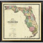 Global Gallery 'New Map of The State of Florida, 1870' by Columbus Drew Framed Graphic Art on Canvas VHY44032