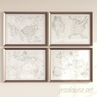 Three Posts 'World Maps' 4 Piece Framed Graphic Art Set TRPT4845