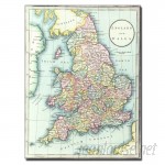 Trademark Art "Map of England Wales 1852" by R.H. Laurie Graphic Art on Wrapped Canvas TMAR3999