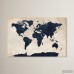 Trent Austin Design World Map - Navy Framed Graphic Art Print on Canvas TADN1556
