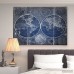 WexfordHome 'Vintage World Map II' Graphic Art Print on Wrapped Canvas in Blue WEXF2192