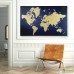 WexfordHome Golden Blue Map Graphic Art on Wrapped Canvas WEXF1637