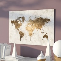 Willa Arlo Interiors 'Mapamundi White Gold Maps Art' Wrapped Canvas Print WRLO2040