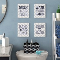 Harriet Bee 'Pierce Chevron Bathroom Rules' 4 Piece Textual Art Wall Plaque Set HBEE7384