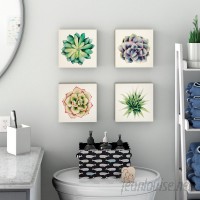 Wrought Studio 'Succulents' 4 Piece Print Set on Canvas VRKG7223