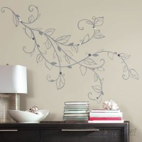 Room Mates Deco Silver Leaf Giant with Pearls Peel and Stick Wall Decal RZM3181