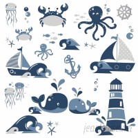Room Mates Nautical Sea Friends Peel and Stick Wall Decals RZM3373