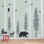 SimpleShapes Birch Trees with Animals Wall Mural SSHA1162