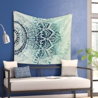 East Urban Home 'Blue Mina Mandala' by Nika Martinez Wall Tapestry HOBX3766