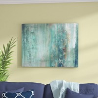 Beachcrest Home 'Abstract Spa' Framed Graphic Art Print on Canvas in Aqua/Blue BCHH4528