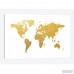 East Urban Home World Map Series: Gold Foil On White Graphic Art on Wrapped Canvas USSC6696