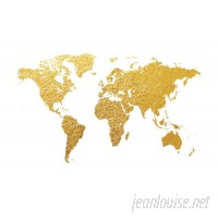 East Urban Home World Map Series: Gold Foil On White Graphic Art on Wrapped Canvas USSC6696