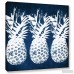 Latitude Run Indigo Pineapple Graphic Art on Wrapped Canvas LTRN6928