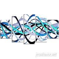 Orren Ellis Blue and Silver Waves 5 Piece Graphic Art on Wrapped Canvas Set ORNE4627