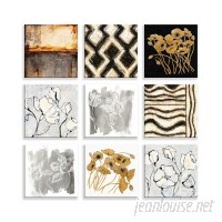 Wrought Studio 'Floral' 9 Piece Graphic Art Print on Wrapped Canvas BDEE4392