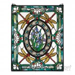 Design Toscano Dragonfly Floral Stained Glass Window TXG5175