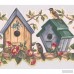 RetroArt Birds on Bird Houses with Floral Design Animal 15' x 10'' Wallpaper Border REAT1025