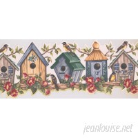 RetroArt Birds on Bird Houses with Floral Design Animal 15' x 10'' Wallpaper Border REAT1025