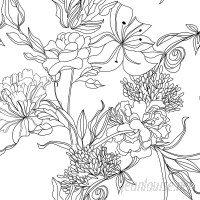 Walls Need Love Sketch Removable 5' x 20 Floral Wallpaper WANL3157
