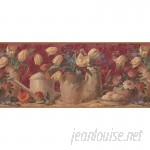 August Grove Billups Tulips in Pots Extra Wide Retro Design 15' L x 10.25'' W Floral and Botanical Wallpaper Border AGTG8376