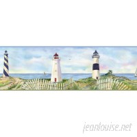 Brewster Home Fashions Borders by Chesapeake Eugene Coastal Lighthouse Portrait 15' x 9 Scenic 3D Embossed Border Wallpaper BZH3425