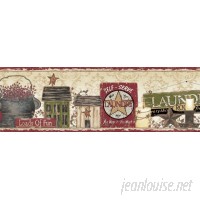 Brewster Home Fashions Borders by Chesapeake Laundress Fun Signs Portrait 15' x 6.8 Scenic 3D Embossed Border Wallpaper BZH3408