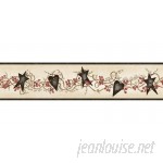 Brewster Home Fashions Countryside Paxton Tin Hearts and Stars 15' x 4.5" Floral 3D Embossed Border Wallpaper BZH5162