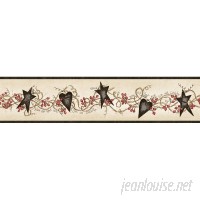 Brewster Home Fashions Countryside Paxton Tin Hearts and Stars 15' x 4.5 Floral 3D Embossed Border Wallpaper BZH5162