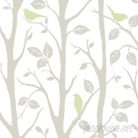 WallPops! Grey and Green Sitting In A Tree Peel And Stick Wallpaper WPP1811