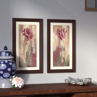 Alcott Hill 'Parrot Peony' 2 Piece Framed Acrylic Painting Print Set ALTH2171