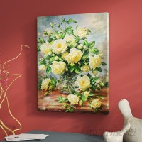 Charlton Home 'Princess Diana Roses in a Cut Glass Vase' Painting Print on Canvas CHRL2055