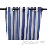 Beachcrest Home Striped Semi-Sheer Outdoor Grommet Single Curtain Panel BCMH2493