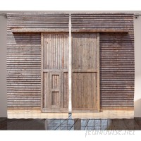 Union Rustic Ware Industrial Old Wooden Timber Oak Barn Door Farmhouse Countryside Rural House Village Artsy Print Graphic Print Text Semi-Sheer Rod Pocket Curtain Panels UNRS2200