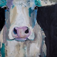 GreenBox Art 'Cow Close Up' by Cathy Walters Painting Print on Canvas GNBX2284