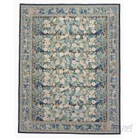 Pasargad One-of-a-Kind Aubusson Hand-Woven Wool Green/Blue Area Rug PAGD4645