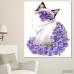 DesignArt 'Cute Cat with Blue Flowers' Painting Print on Wrapped Canvas DOSK5693