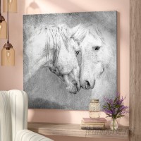 Laurel Foundry Modern Farmhouse 'Meeting Horses' Framed Painting Print on Canvas LRFY4388