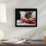 Winston Porter 'Late Night Thriller Cat Reading to Kill a Mockingbird' Framed Graphic Art Print on Wood WNPR8299