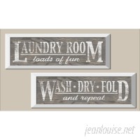 August Grove 'Classic Gray Laundry Signs on Wood-panel Style Background' 2 Piece Framed Graphic Art Print Set AGTG9438