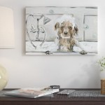 Three Posts 'Bubble Bath Puppy' Oil Painting Print on Wrapped Canvas TRPT4895