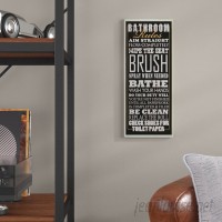 Trent Austin Design 'Bathroom Rules Tall Rectangle' Framed Textual Art On Wood TRNT2377