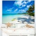 DesignArt Tropical Beach with Palm Shadows Large Seashore Photographic Print on Wrapped Canvas ESIG9361