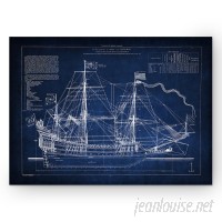 WexfordHome 'Vintage Sailing Ship Blue Sketch' Graphic Art Print on Wrapped Canvas WEXF2167