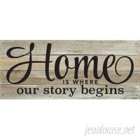 Artistic Reflections 'Home is Where Our Story Begins' Textual Art on Wood in Brown AETI3407