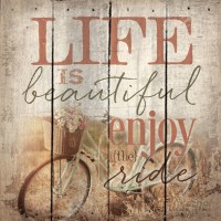 Artistic Reflections 'Life is Beautiful. Enjoy the Ride.' by Tonya Gunn Textual Art on Plaque AETI2794
