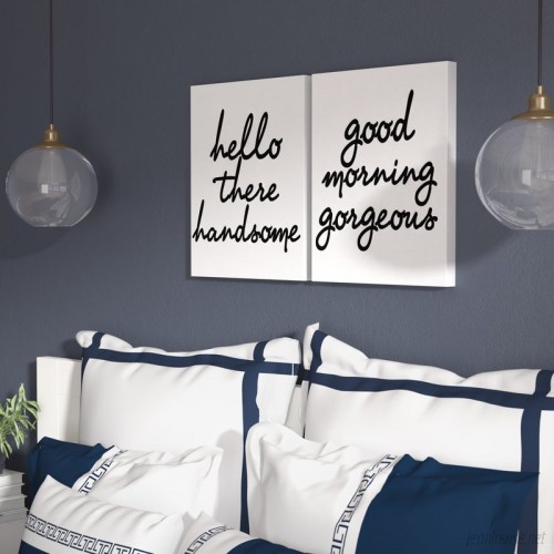 Ivy Bronx 2 Piece 'Hello There Good Morning' Glam Stretched Canvas Wall Décor Set IVYB5669