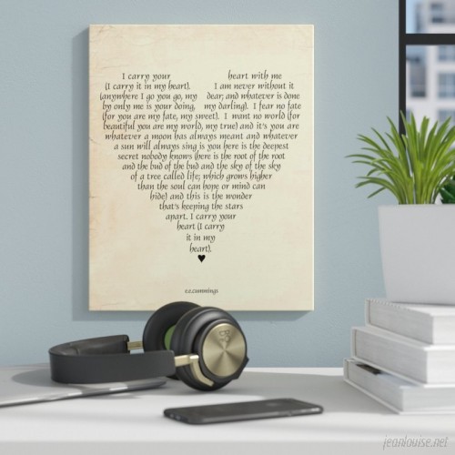 Zipcode Design 'I Carry Your Heart' by Susan Newberry Textual Art on Canvas ZPCD1965